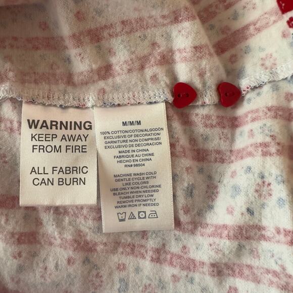 Lanz of Salzburg Tyrolean Flannel Nightgown Red And Blue Hearts Size M Cozy - Picture 9 of 11